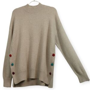 Philosophy Oatmeal Knit Colorful Buttin Sweater